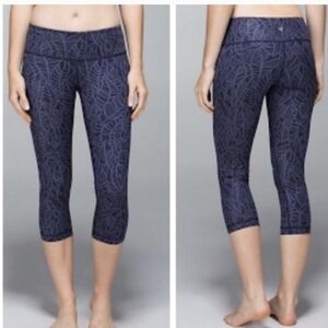 Lululemon Wunder Under Crop *Full-On Luxtreme Pretty Palm Cadet Greyvy